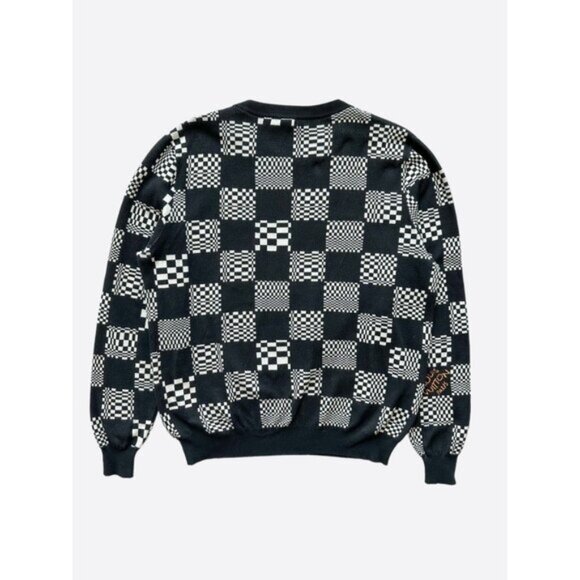 Louis Vuitton Black & White Distorted Damier Sweater - Picture 2 of 12